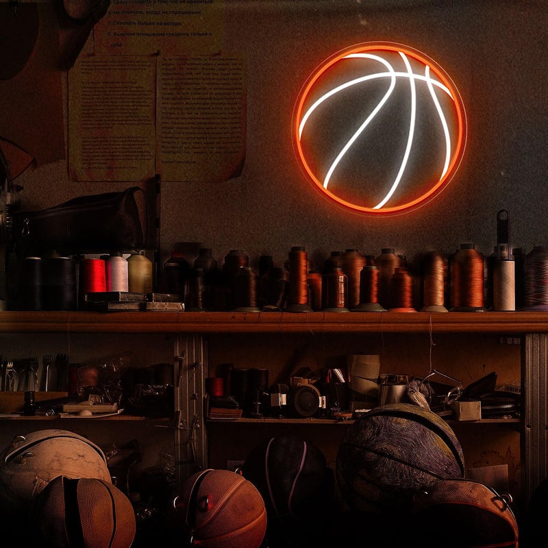 HAJAE Basketball Neon Sign, 12.6×12.6 Inch Basketball Led Neon Light, Dimmable LED Neon Signs for Wall Decor, Powered by USB Wall Decor Aesthetic, Sports Neon Signs for Room Bedroom Shop Decor - Image 2